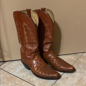 Rich Brown Western Cowboy Boots with Exotic Leather